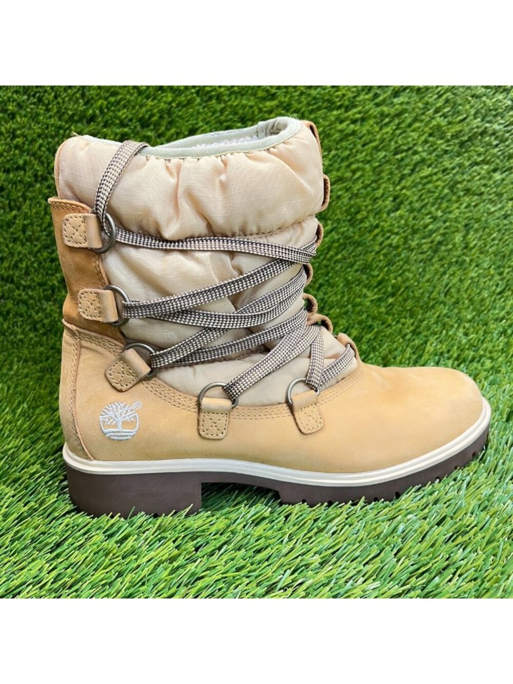Timberland 6 Inch Womens Size 7.5 Wheat Classic Sherpa Lined Lace Up Ankle Boots